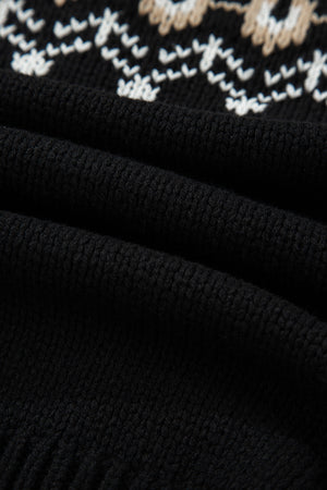 Black Western Fashion Abstract Printed Cardigan Sweater