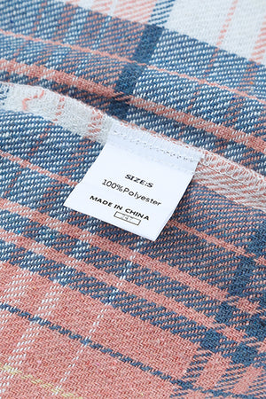 Pink Plaid Flap Pockets Shacket