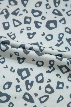 Gray Leopard High Waist Side Bow Straight Leg