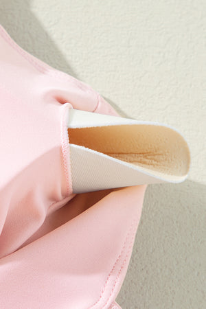 Light Pink U Neck Sleeveless Side Slit Sports Mini Dress
