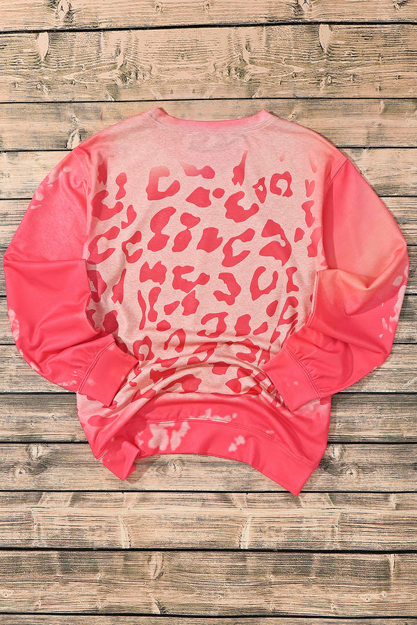 Pink Bleached Cheetah Print Sweatshirt