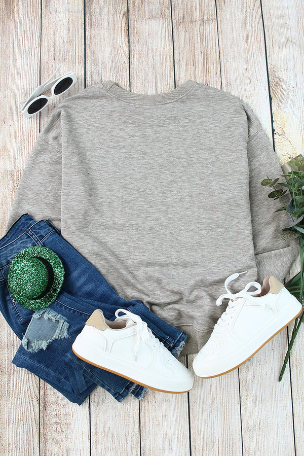 Gray Plain Crew Neck Pullover Sweatshirt