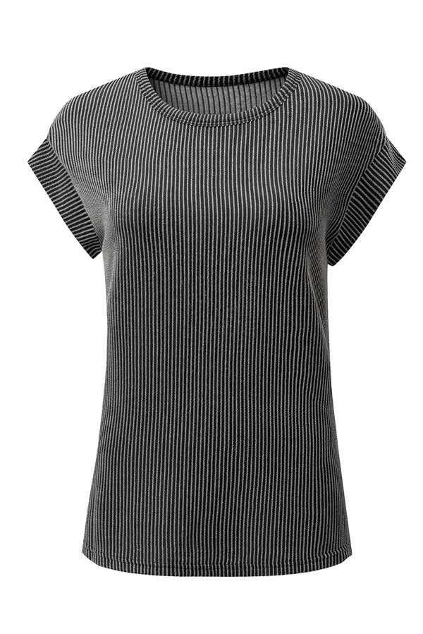 Carbon Grey Twisted Rib Wide Sleeve Crew Neck T Shirt