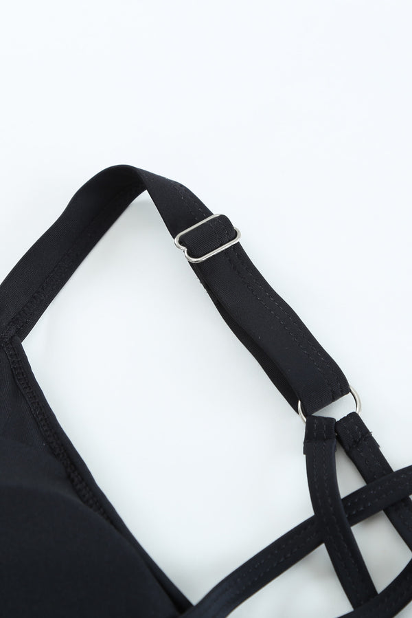 Black Layered-Style Floral Tankini with Triangular Briefs