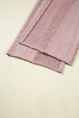 Careys Mineral Wash Tiered Wide Leg Patchwork Drawstring Pants