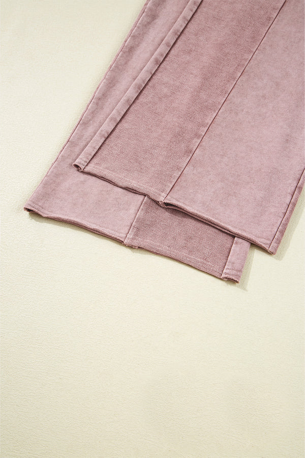 Careys Mineral Wash Tiered Wide Leg Patchwork Drawstring Pants