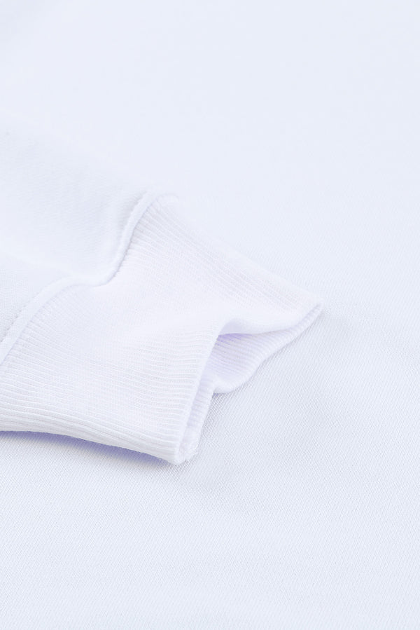 White Plain Crew Neck Pullover Sweatshirt