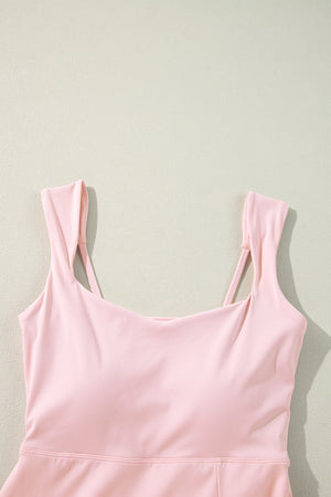 Light Pink U Neck Sleeveless Side Slit Sports Mini Dress