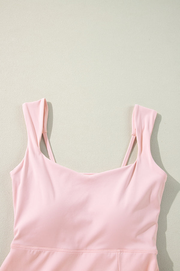 Light Pink U Neck Sleeveless Side Slit Sports Mini Dress