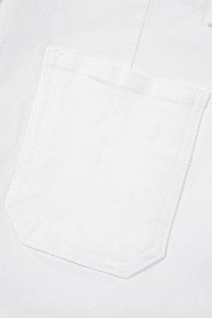 White Scalloped Hemline Acid Wash High Waist Denim Shorts