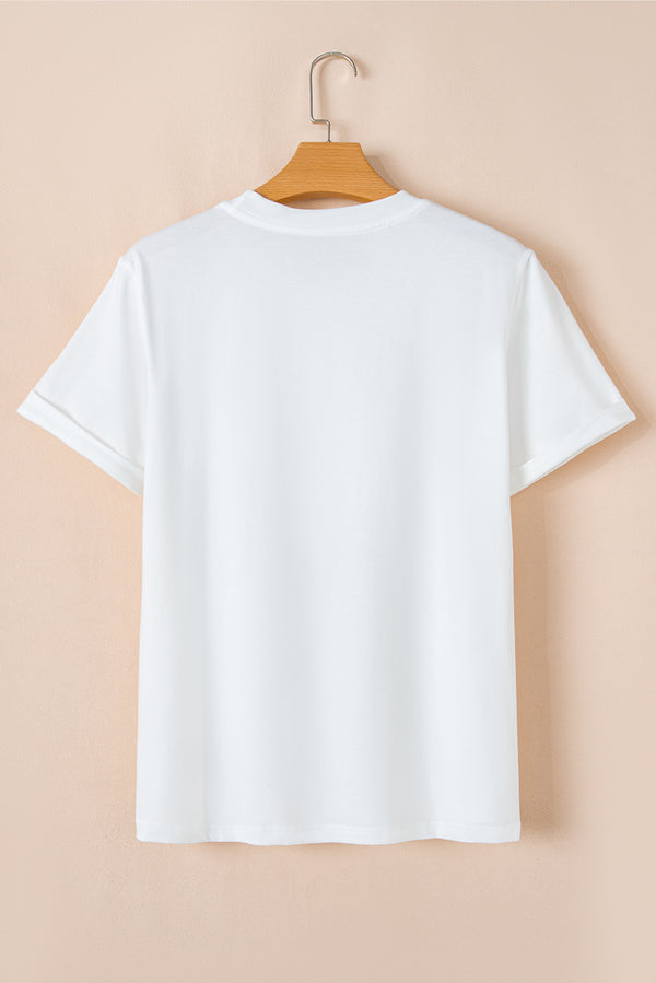 White Believe Christmas Father Graphic Crewneck T Shirt
