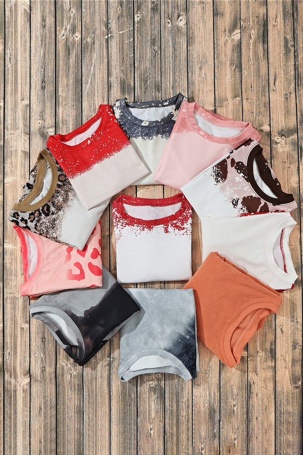 Fiery Red Tie-dyed Crew Neck Pullover Sweatshirt