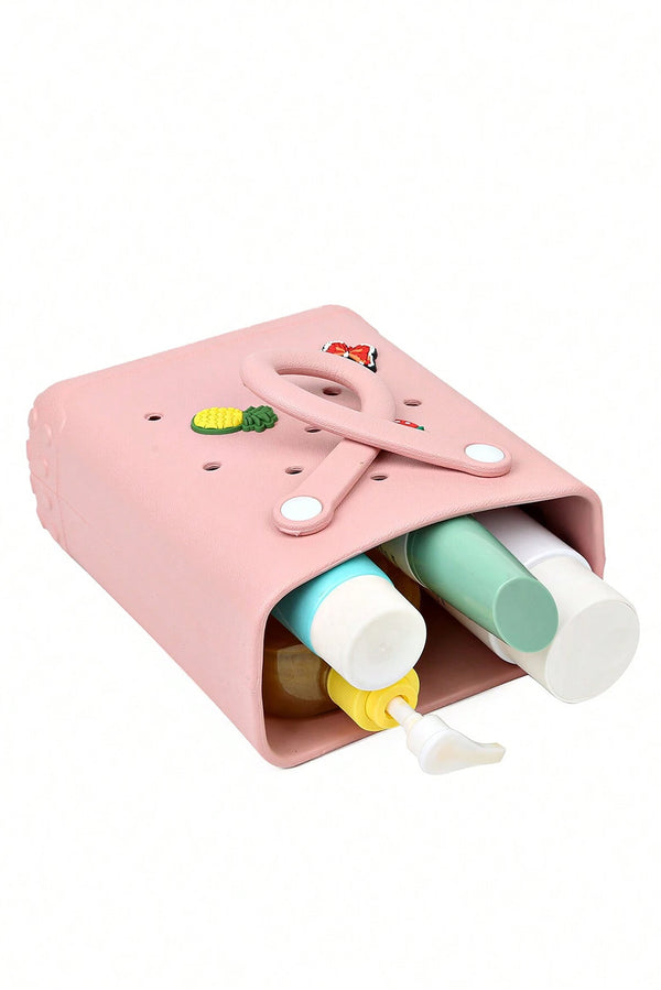 Apricot Pink Waterproof EVA Random Decorations Hollow Tote Bag