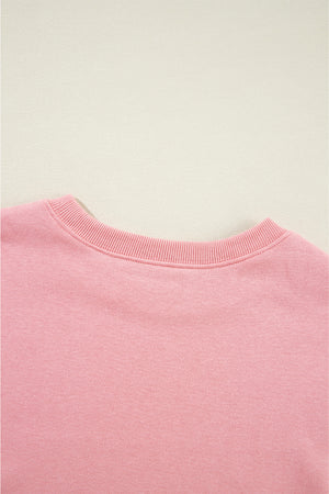 Pink Solid Classic Crewneck Pullover Sweatshirt