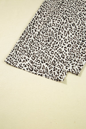 Brown Leopard Drawstring Elastic Waistband Loose Pants