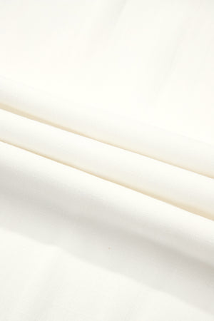 White Solid Drop Waist Pleated Wide Leg Casual Pants