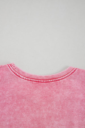 Sachet Pink Mineral Wash Raw Edge Ruffle Mini Dress