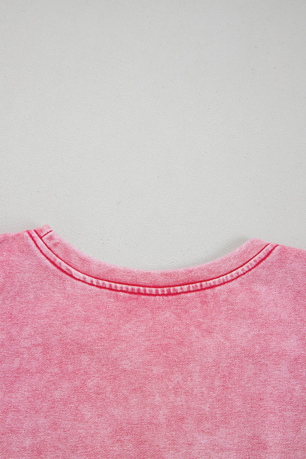 Sachet Pink Mineral Wash Raw Edge Ruffle Mini Dress