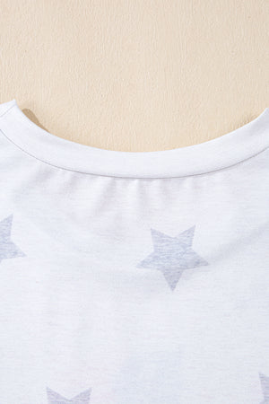 Khaki Patriotic Flag Bow Graphic Starry Round Neck T Shirt