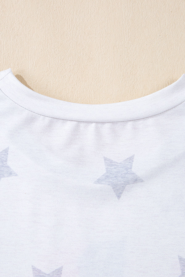 Khaki Patriotic Flag Bow Graphic Starry Round Neck T Shirt