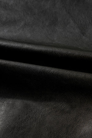 Black Faux Leather Buttoned Front Boxy Jacket