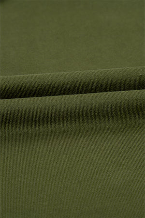 Moss Green Solid Kangaroo Pocket Half Zipper Oversized Hoodie