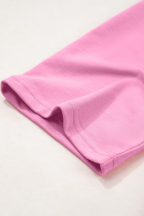 Bonbon Solid Loose V Neck Half Sleeve Tee and Shorts