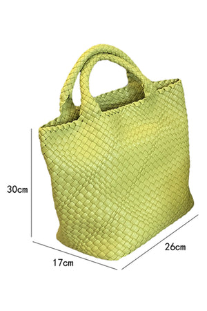 Pear Green Woven Hand Bag with Pouch