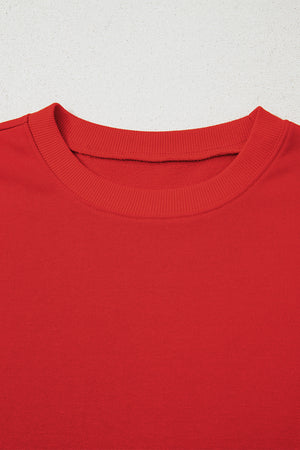 Fiery Red Varsity Striped Detail Drop Shoulder Oversized Sweatshirt