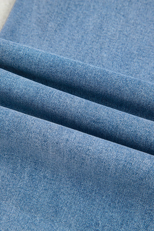 Beau Blue Western Washed Bow Knot Sash Wide Leg Jeans