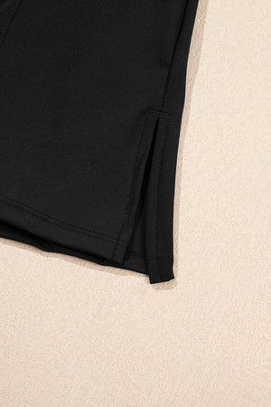 Black Sleeveless Knot Skirt Hem Sports Romper