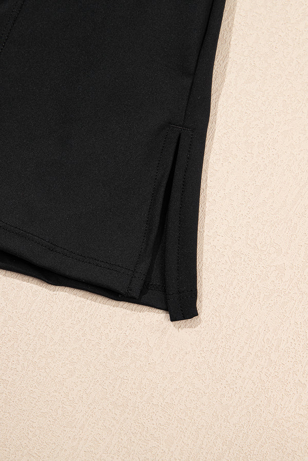 Black Sleeveless Knot Skirt Hem Sports Romper
