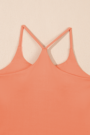 Grapefruit Orange Spaghetti Straps U Neck Pocketed Active Dress