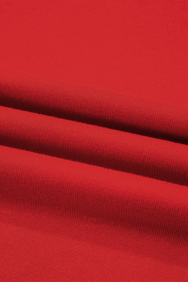 Fiery Red Varsity Striped Detail Drop Shoulder Oversized Sweatshirt