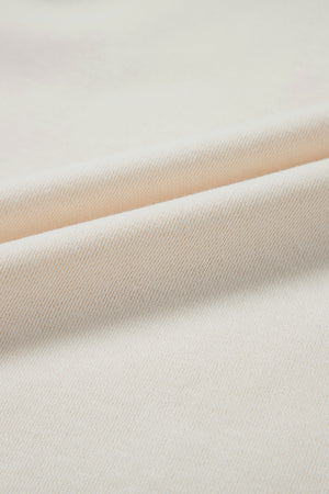 White Pearled Puff Sleeve Round Neck Loose Top