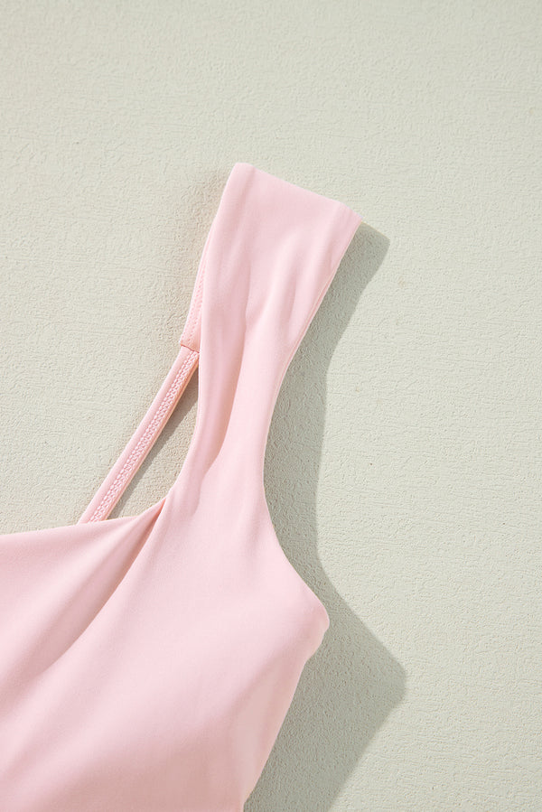 Light Pink U Neck Sleeveless Side Slit Sports Mini Dress
