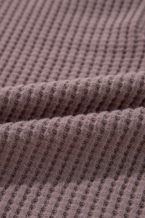 Chestnut Textured Knit Henley Long Sleeve Top