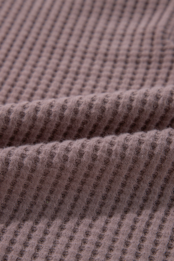 Chestnut Textured Knit Henley Long Sleeve Top