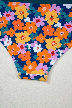 Green Floral Print Racerback Cutout High Waist 2pcs Bikini