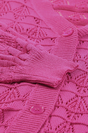 Rose Lightweight Buttoned Front Crochet Cardigan