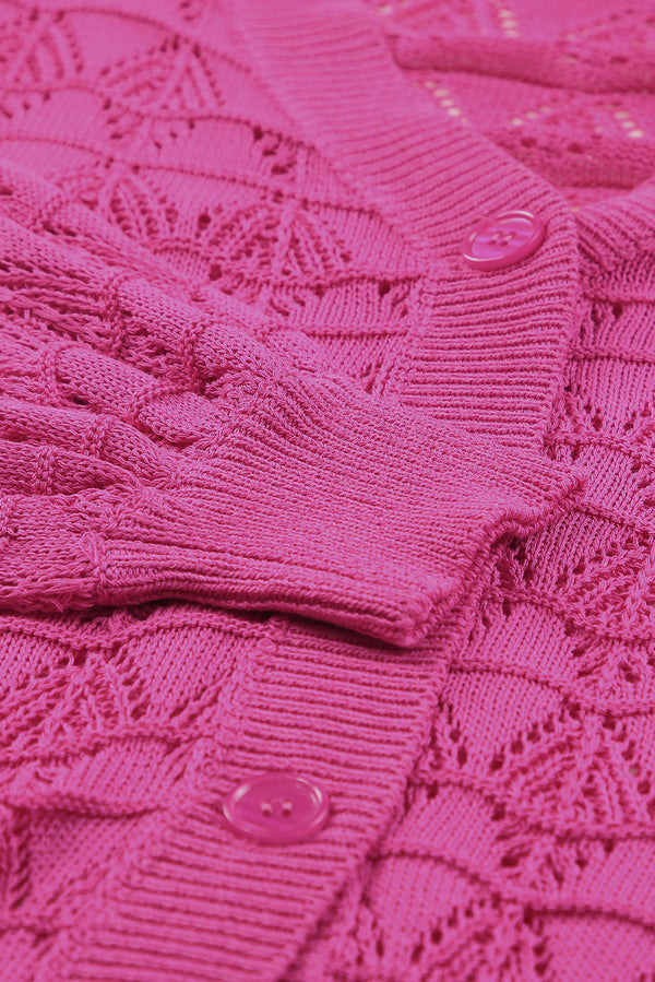 Rose Lightweight Buttoned Front Crochet Cardigan