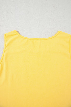 Yellow Cream Flower Graphic Casual Tank Top