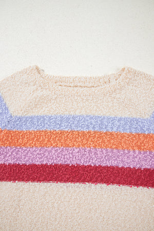 Jet Stream Striped Color Block Loose Sleeve Chic Sweater