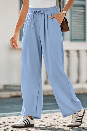 Myosotis Drawstring Elastic Waistband Pleated Loose Pants