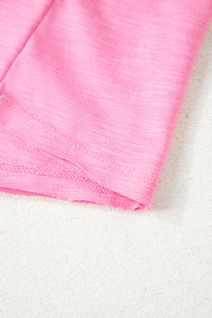 Sachet Pink Loose Fit Half Sleeve T Shirt and High Waist Skirt Set