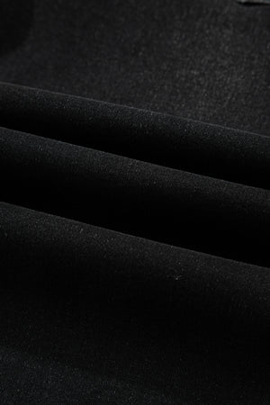 Black Raw Hem Straight Leg Loose High Waist Jeans