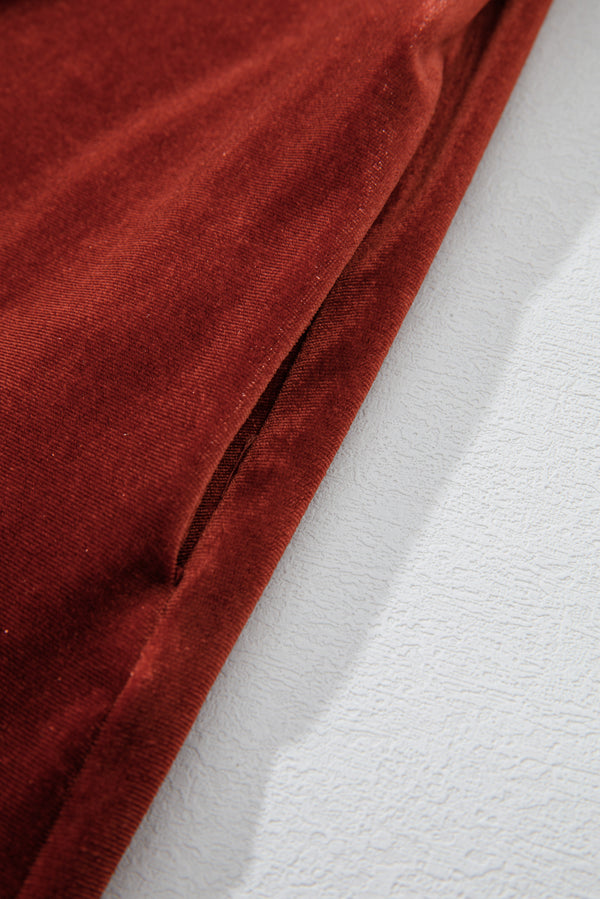 Cinnamon Velvet Smocked Neckline Puff Sleeve Shift Mini Dress