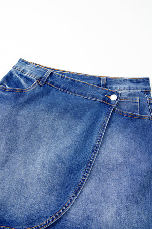 Ashleigh Blue Wrapped Crossed Waist Denim Mini Skirt