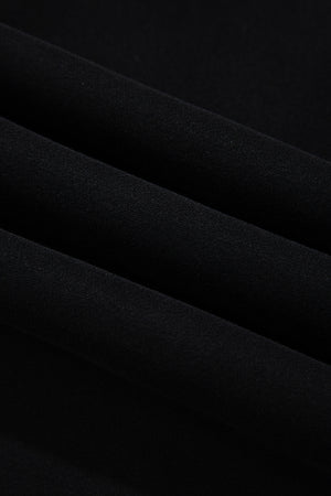 Black Solid Collared Sweatshirt and High Waist Pants Active Set