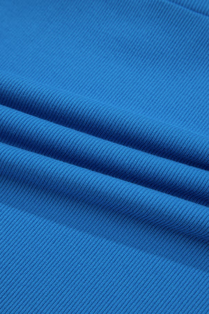 Blue A-line Draped High Waist Phone Pocket Lined Skort